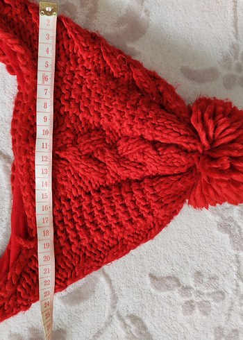 Çocuk Kırmızı Örgü Şapka - Görsel 2