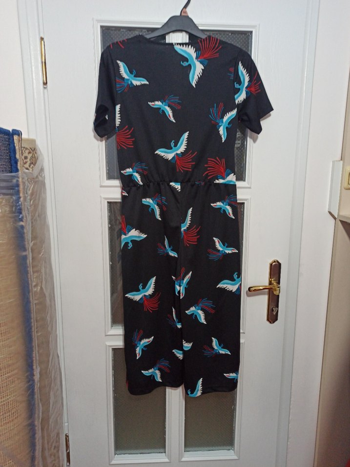 Drapeli V Yaka Desenli Hamile Tulum - Görsel 5