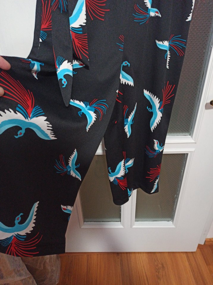 Drapeli V Yaka Desenli Hamile Tulum - Görsel 4