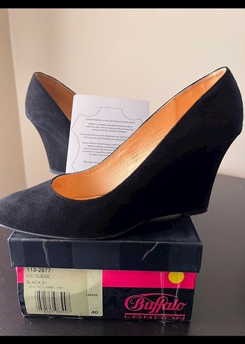 Siyah Süet Dolgu Topuklu Stiletto Kadın Ayakkabı - Görsel 2