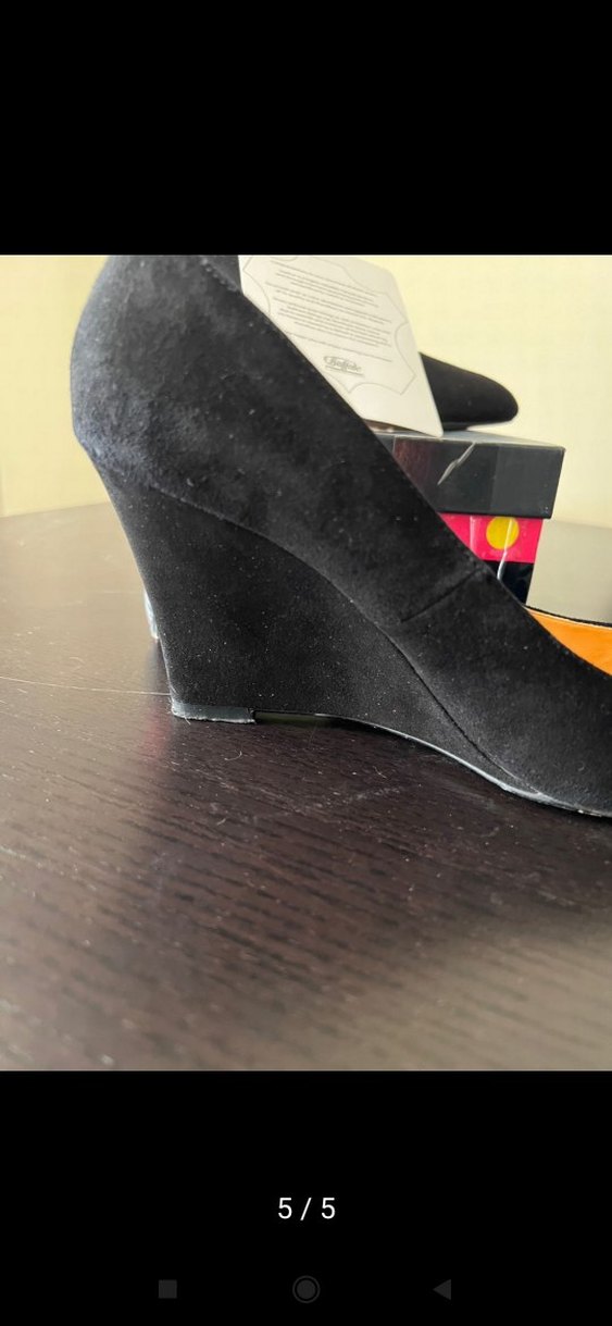 Siyah Süet Dolgu Topuklu Stiletto Kadın Ayakkabı - Görsel 4