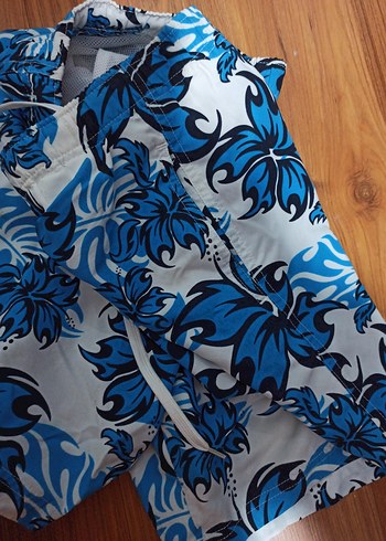 Düğmeli Mavi Tie-Dye Mini Erkek Şort - Görsel 6