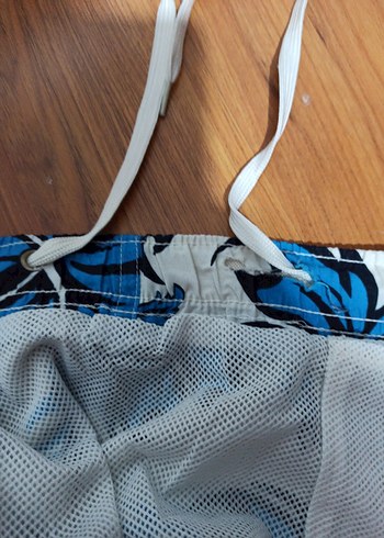 l Beden mavi Renk Düğmeli Mavi Tie-Dye Mini Erkek Şort