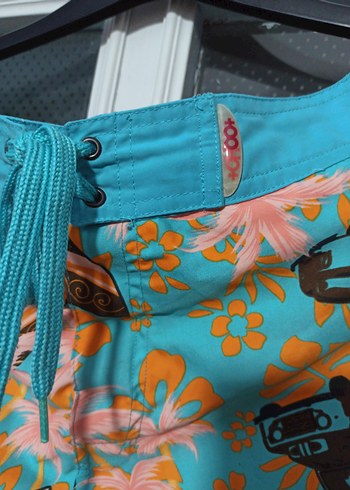 Turkuaz Renkli Baskılı Erkek Yüzme Şortu - Görsel 3