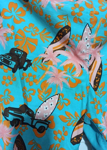 Turkuaz Renkli Baskılı Erkek Yüzme Şortu - Görsel 5