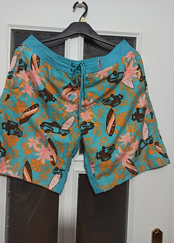 Turkuaz Renkli Baskılı Erkek Yüzme Şortu - Görsel 2