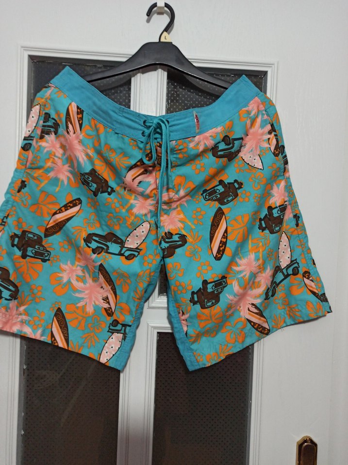 Turkuaz Renkli Baskılı Erkek Yüzme Şortu - Görsel 2