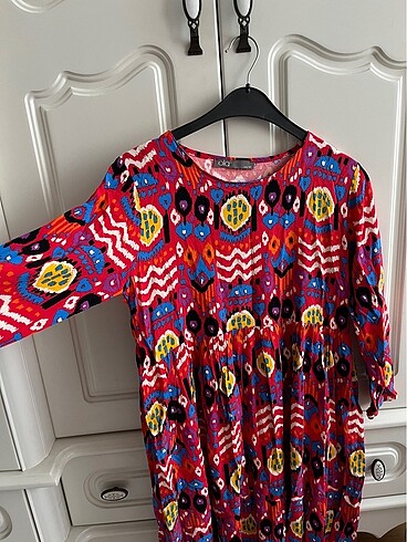 Bayan Çok renkli penye elbise M-L - Görsel 5