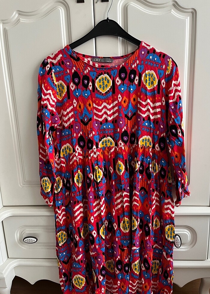 Bayan Çok renkli penye elbise M-L - Görsel 2