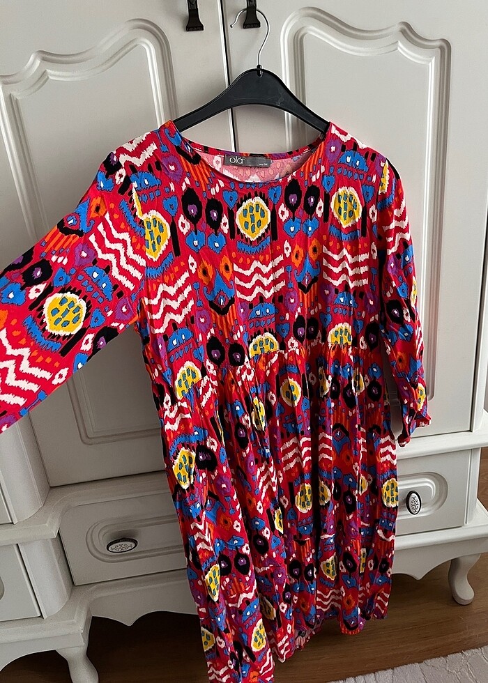 Bayan Çok renkli penye elbise M-L - Görsel 4