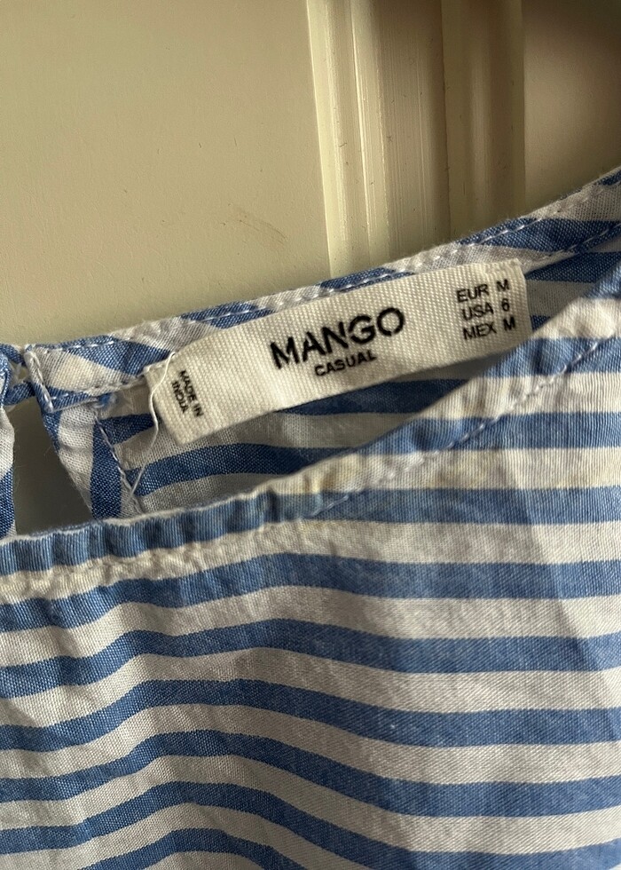 Mavi Beyaz Çizgili Mango Bluz S-M - Görsel 4