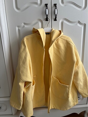 Sarı Oversize Palto Hırka - Görsel 5