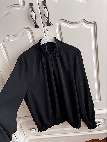 Boyunlu Şifon Bayan Vintage Bluz M-S - Görsel 3