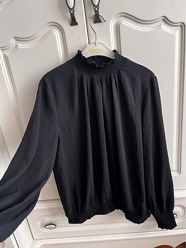 Boyunlu Şifon Bayan Vintage Bluz M-S - Görsel 2