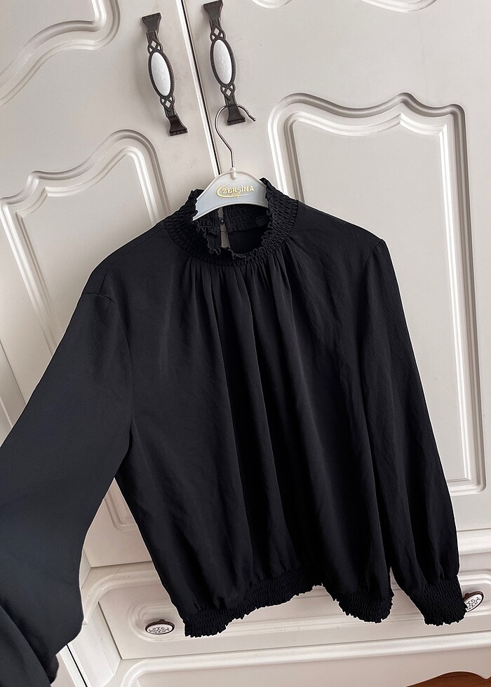 Boyunlu Şifon Bayan Vintage Bluz M-S - Görsel 3