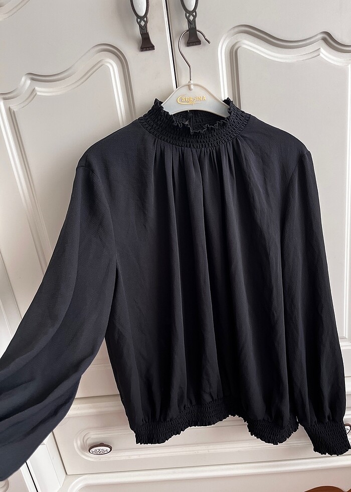 Boyunlu Şifon Bayan Vintage Bluz M-S - Görsel 2