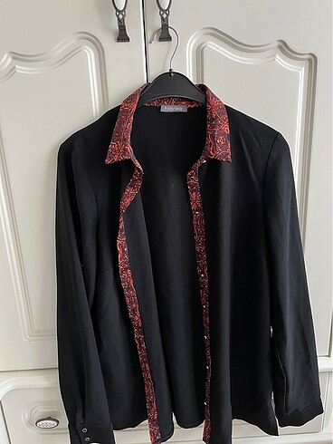 Nakışlı Siyah Vintage Gömlek S-M - Görsel 5