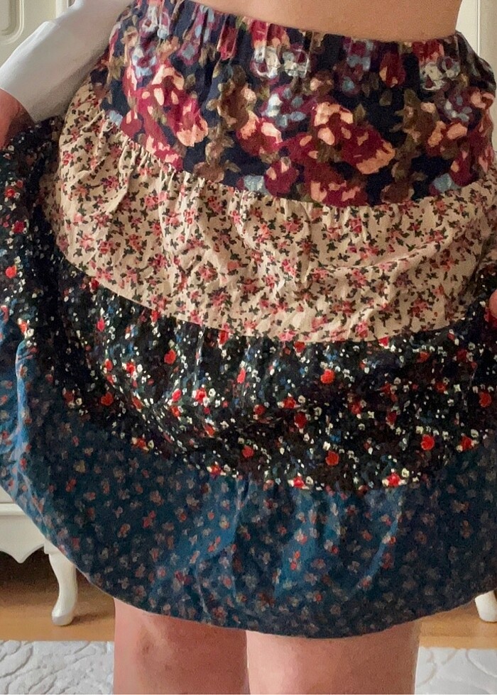 Çiçekli Vintage Etek S-M - Görsel 3