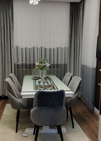 Beyaz Baskılı Modern Perde - Görsel 2