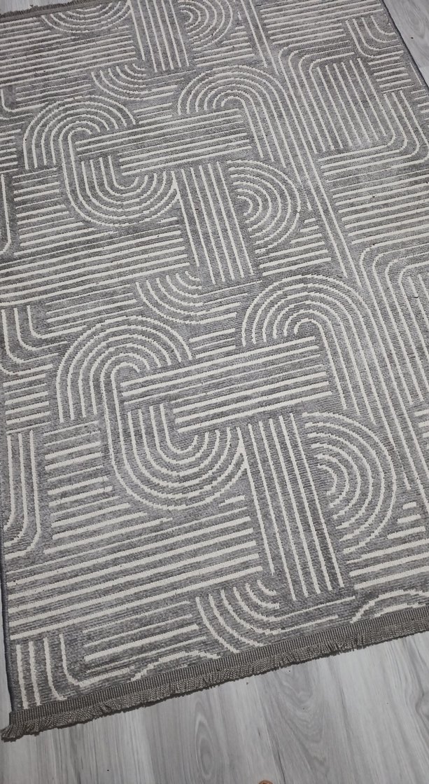 Gri Yılan Desenli Modern Halı - Görsel 2