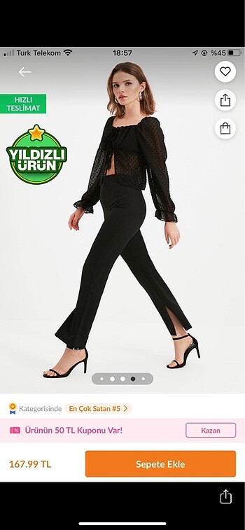 Trendyol milla yırtmaçlı kumaş pantolon