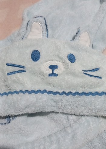 Nakışlı Mavi Erkek Çocuk Bornoz - Görsel 5