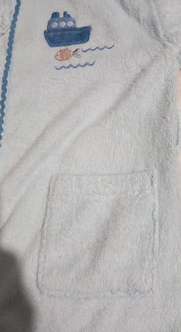 Nakışlı Mavi Erkek Çocuk Bornoz - Görsel 2