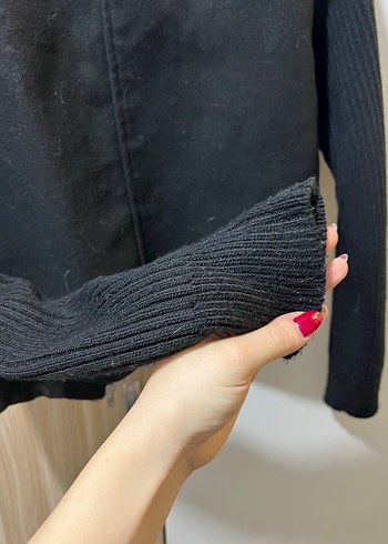 Siyah Fermuarlı Yüksek Yakalı Kadın Ceket - Görsel 2