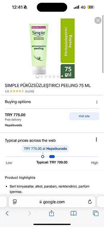 Simple Simple pürüzsüzleştirici peeling
