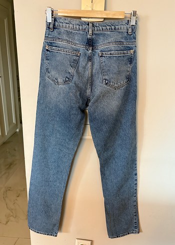 Mango Troklu Detaylı Mavi Kadın Denim Pantolon