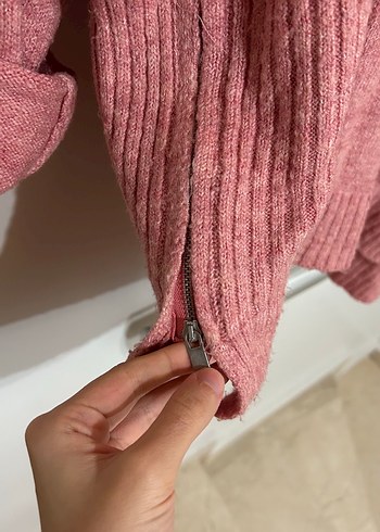 Toz Pembe Boğazlı Kadın Kazak - Görsel 2