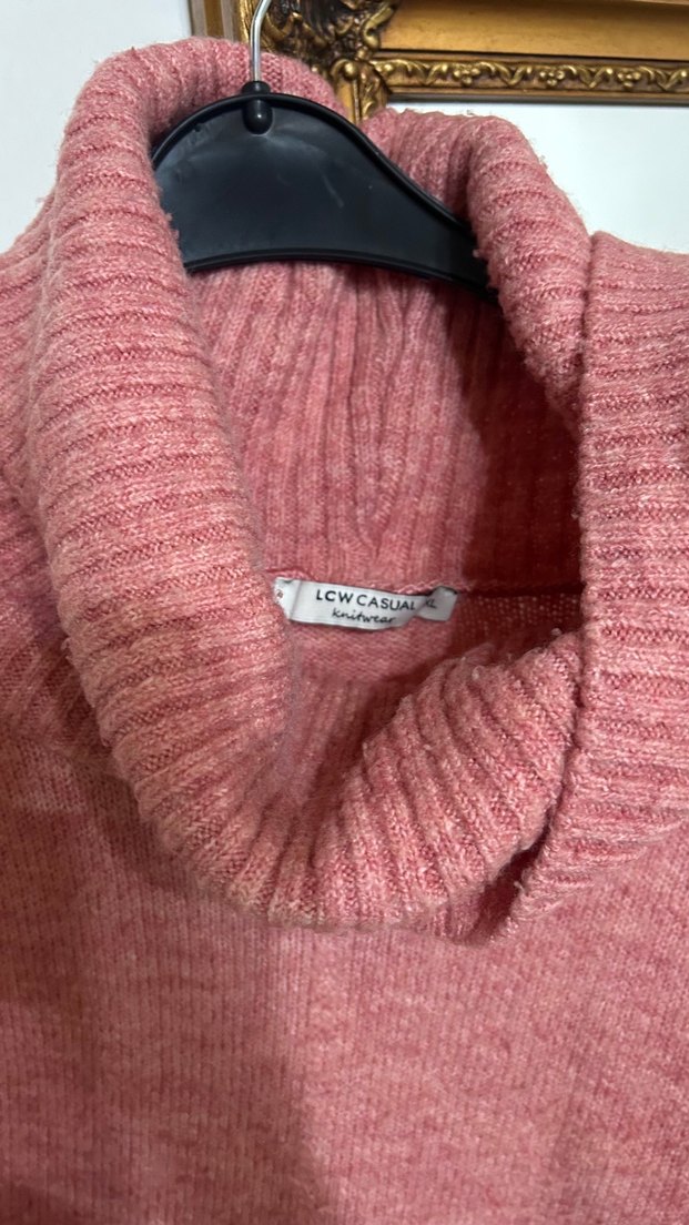 Toz Pembe Boğazlı Kadın Kazak - Görsel 4