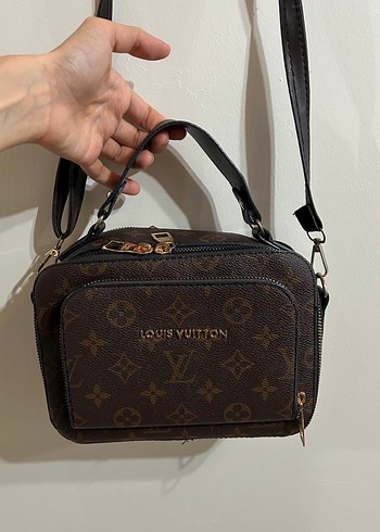 LV Kahverengi Deri Kadın Çapraz Çanta - Görsel 2