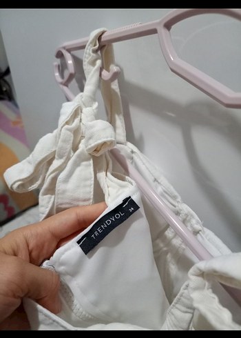 Beyaz Keten Mini Straplez Büstiyer - Görsel 4