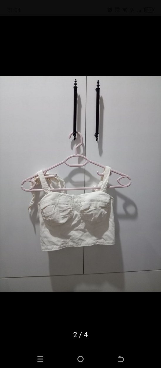 Beyaz Keten Mini Straplez Büstiyer - Görsel 2