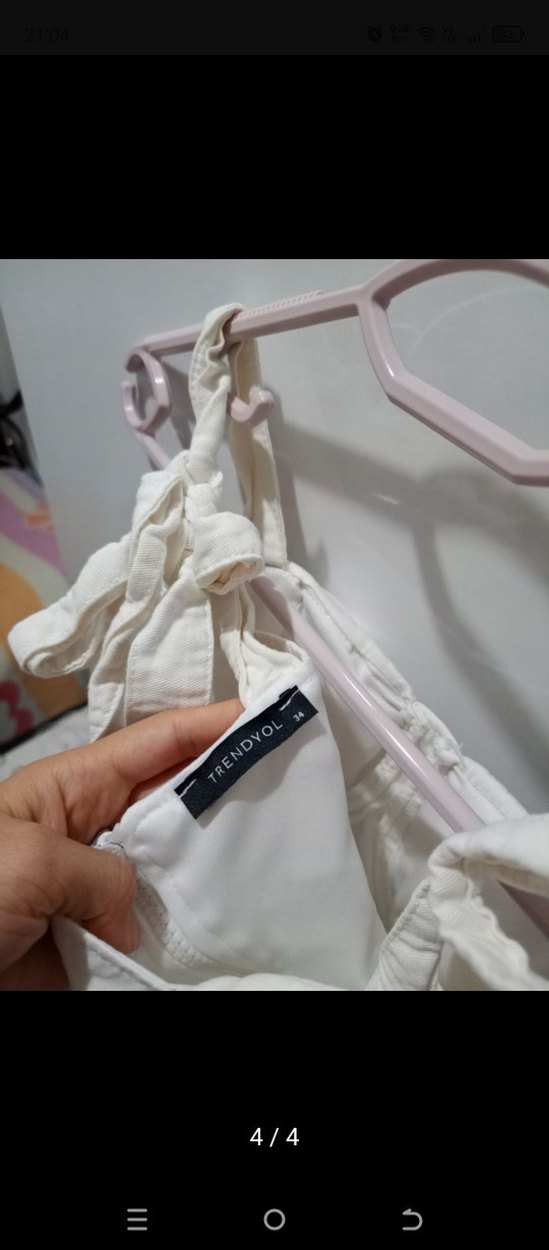 Beyaz Keten Mini Straplez Büstiyer - Görsel 4