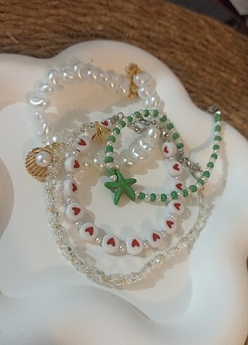 Handmade deniz yıldızlı green bileklik 