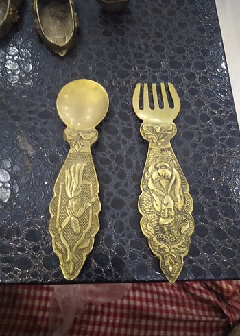 Beden altın Renk Parlak Altın Renkli Eskitme Kaşık ve Çatal