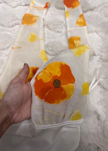 Çiçek Desenli Askısız kadın bluz - Görsel 5