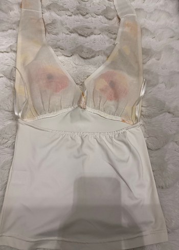 Çiçek Desenli Askısız kadın bluz - Görsel 2