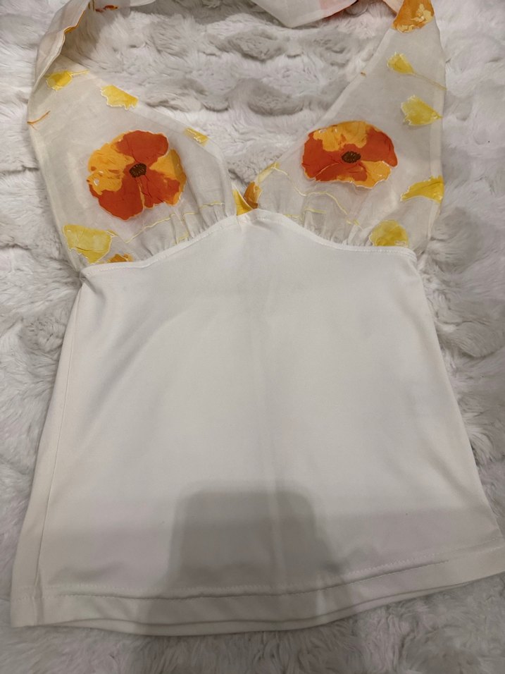 Çiçek Desenli Askısız kadın bluz - Görsel 4