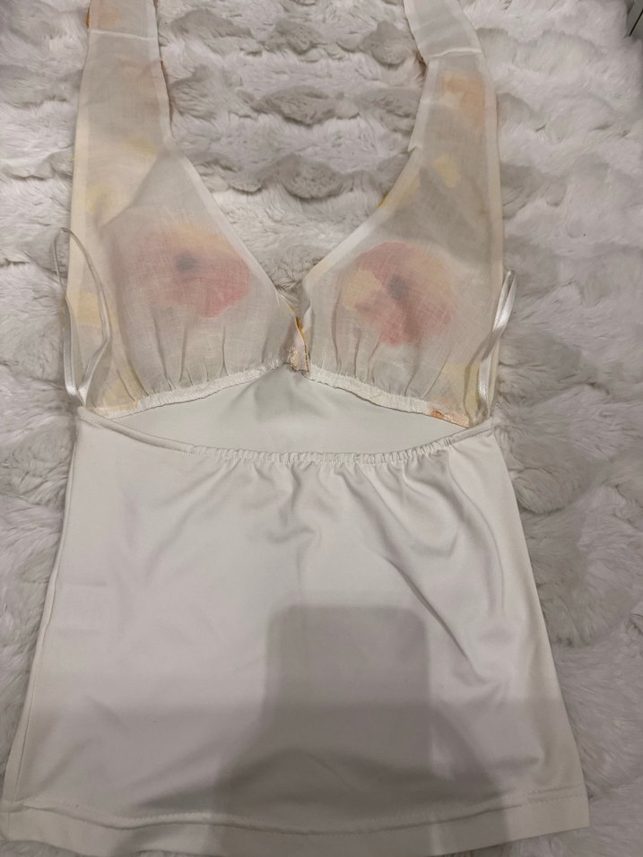 Çiçek Desenli Askısız kadın bluz - Görsel 2