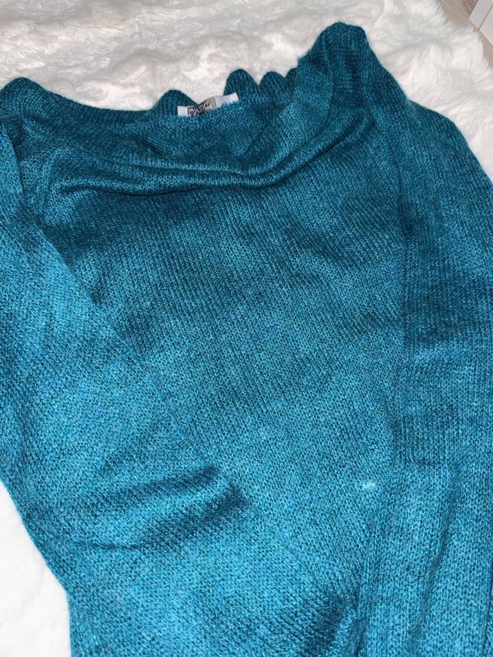 Turkuaz straplez Kadın Kazak - Görsel 3