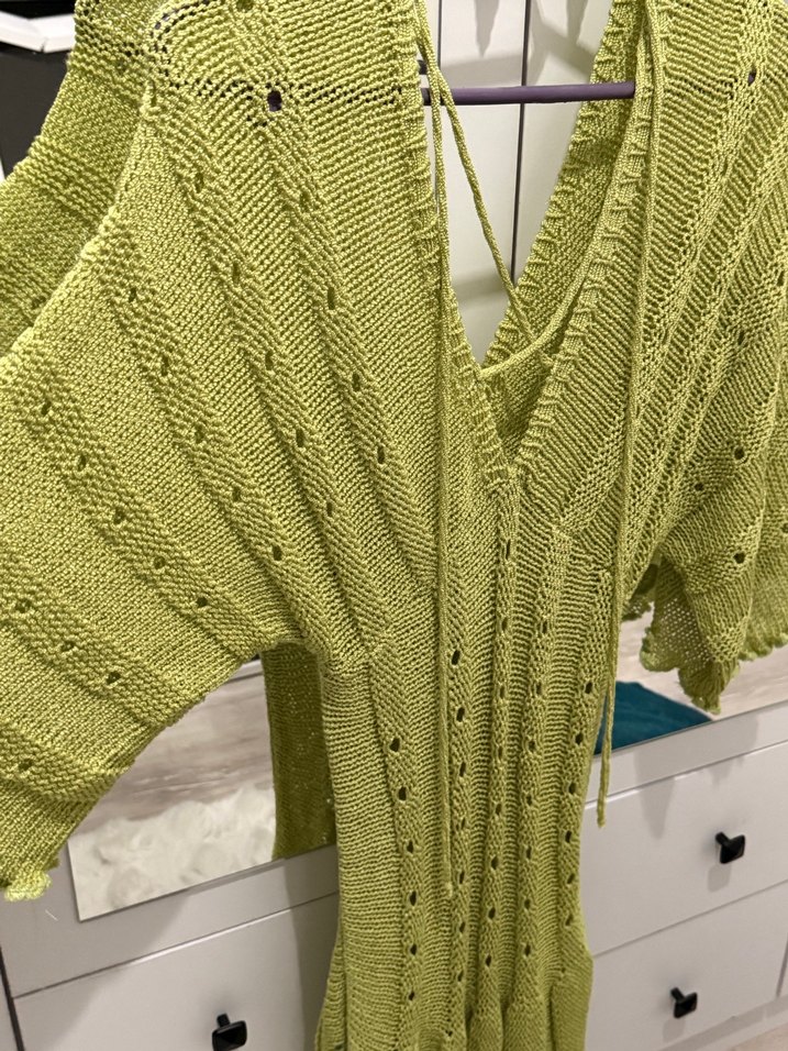 Bohem V Yaka  Örgü yazlık elbise - Görsel 5