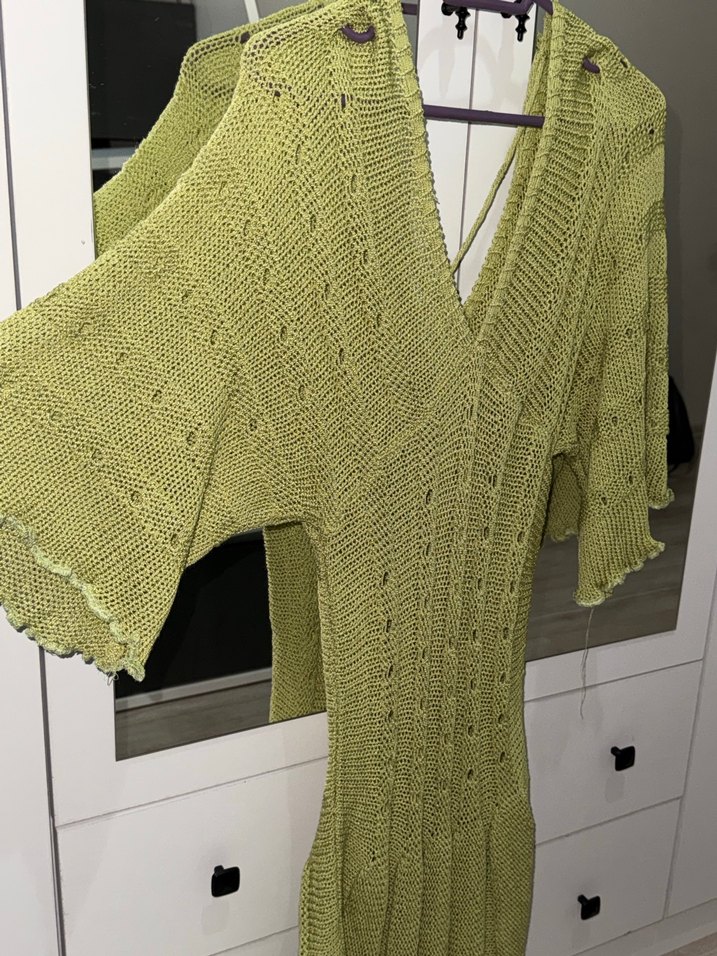 Bohem V Yaka  Örgü yazlık elbise - Görsel 2