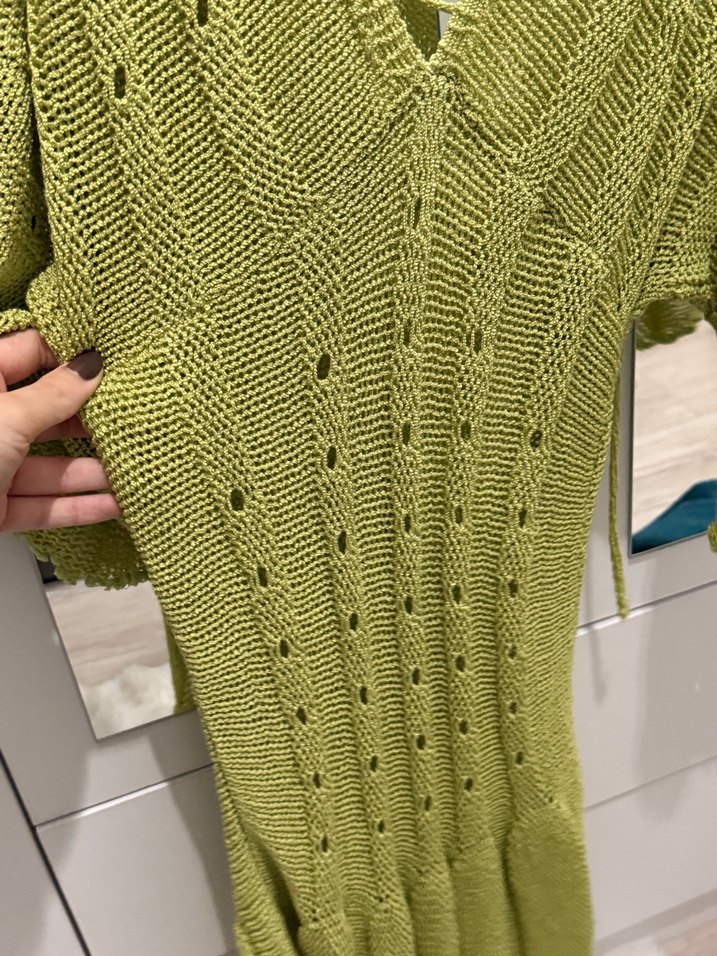 Bohem V Yaka  Örgü yazlık elbise - Görsel 4