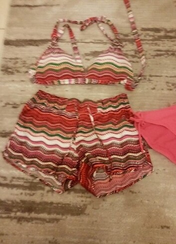 m Beden Bikini sortlu üçlü takım