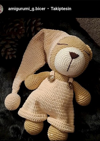 El Yapımı Amigurumi Kahverengi Peluş Oyuncak