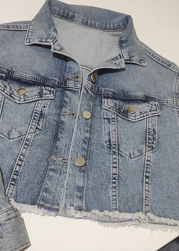 Düğmeli Mavi Kadın Denim Ceket