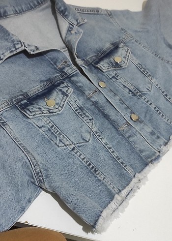 Zara Düğmeli Mavi Kadın Denim Ceket